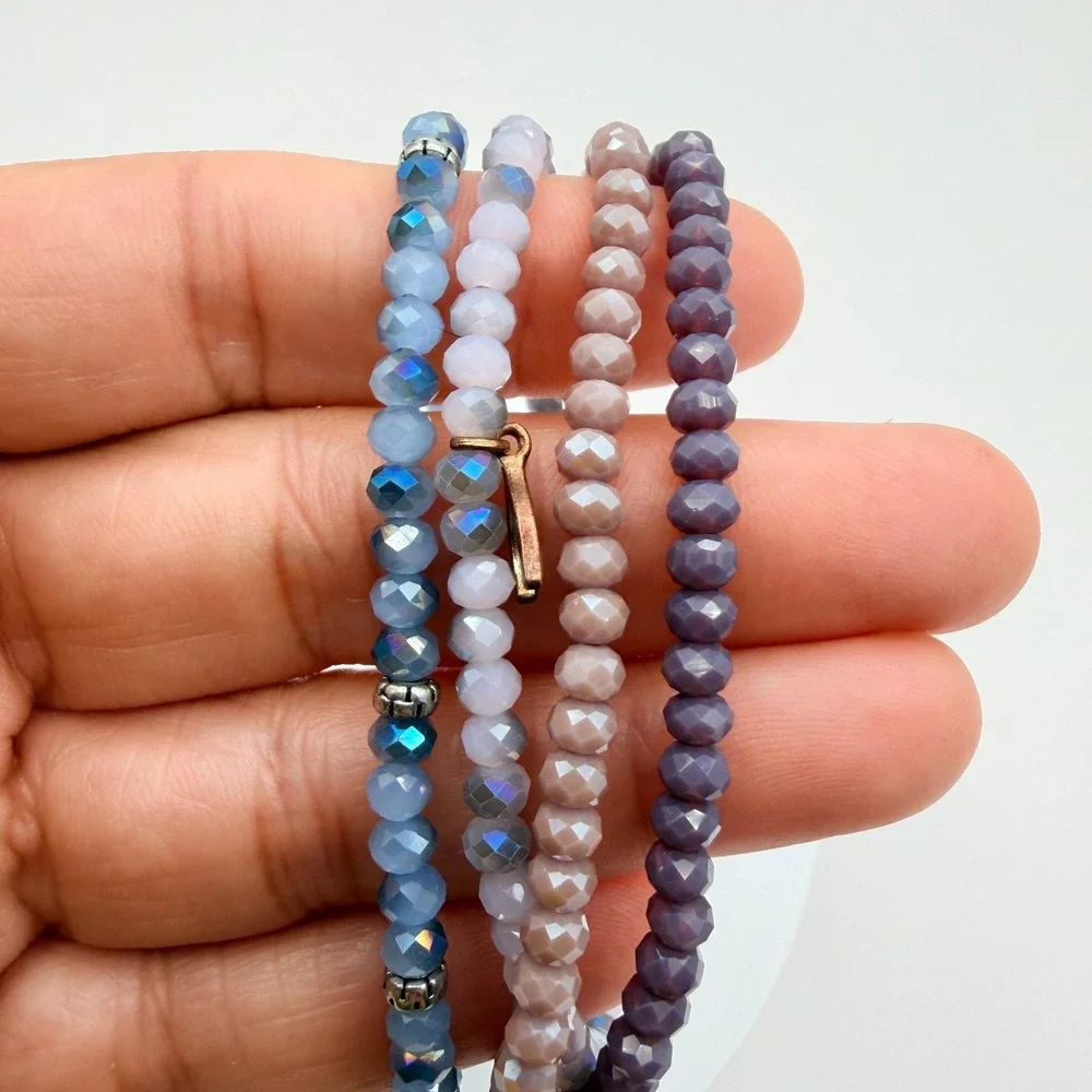 Vintage 90s Iridescent Beaded Bracelet Set Boho Women's‎ Classic Fashion Jewelry